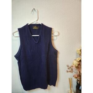 Vintage Sears‎ The Men's Store Wool Vest M Blue 100% Lambswool V-Neck USA 70s